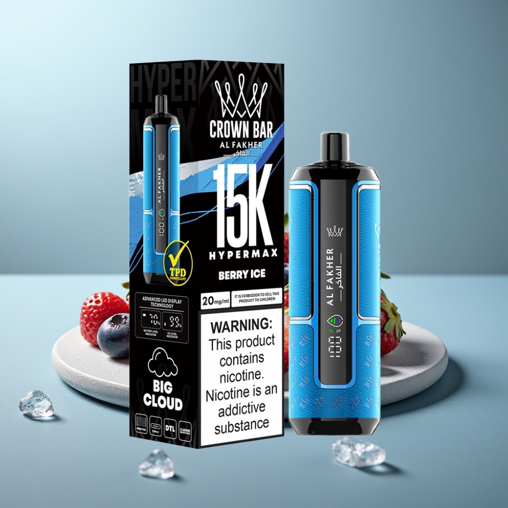 Al Fakher Crown Bar 15K Hypermax 22ml Berry Ice Disposable Vape Kit