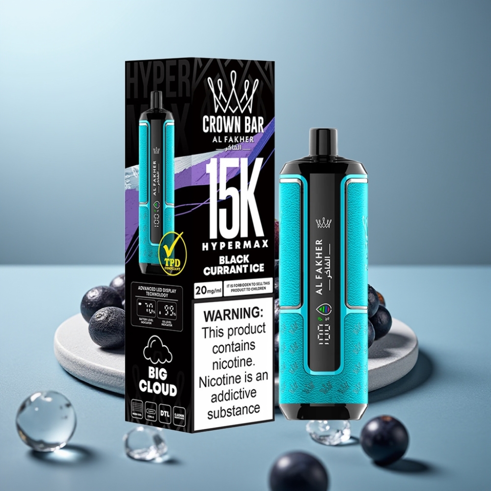 Al Fakher Crown Bar 15K Hypermax 22ml Blackcurrant Ice Disposable Vape