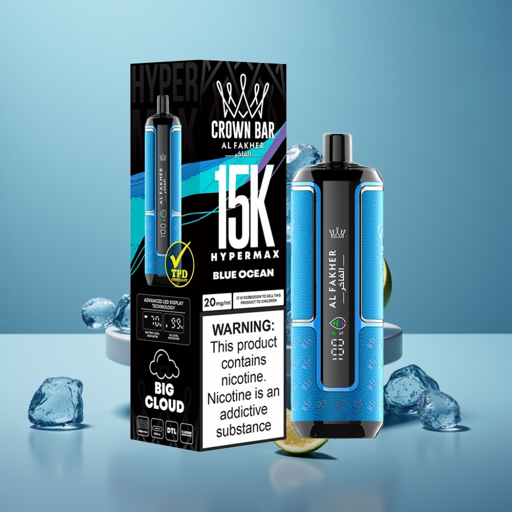 Al Fakher Crown Bar 15K Hypermax 22ml Blue Ocean Disposable Vape Kit