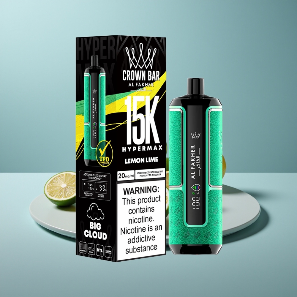 Al Fakher Crown Bar 15K Hypermax 22ml Lemon Lime Disposable Vape Kit