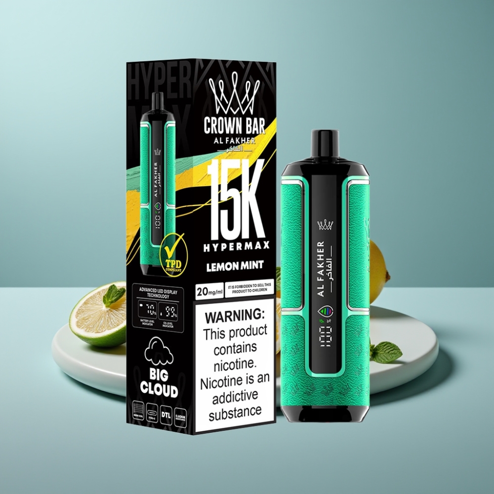 Al Fakher Crown Bar 15K Hypermax 22ml Lemon Mint Disposable Vape Kit