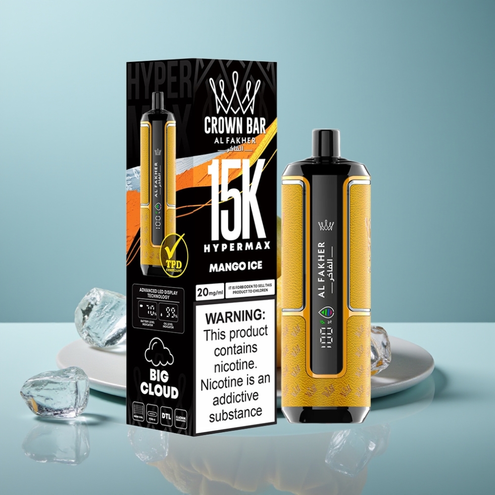 Al Fakher Crown Bar 15K Hypermax 22ml Mango Ice Hypermax Disposable Vape Kit