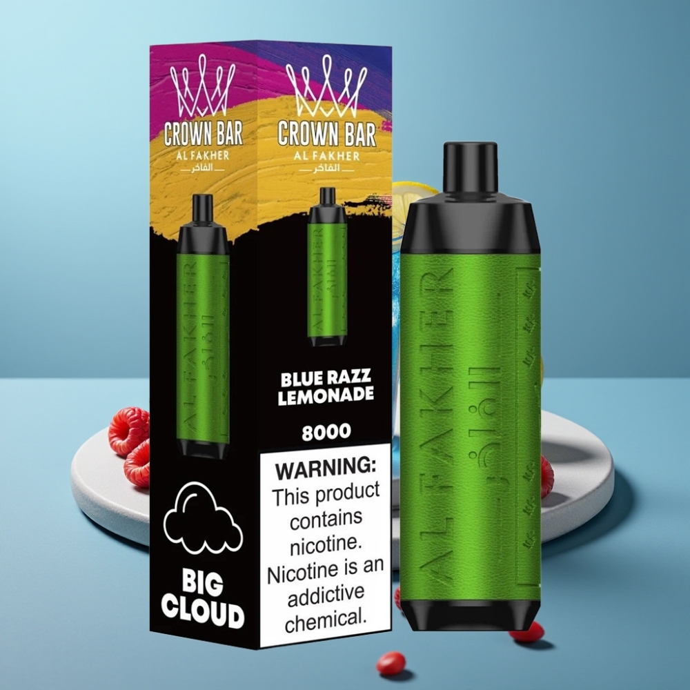 Al Fakher Crown Bar 8000 18ml Blue Razz Lemonade Disposable Vape