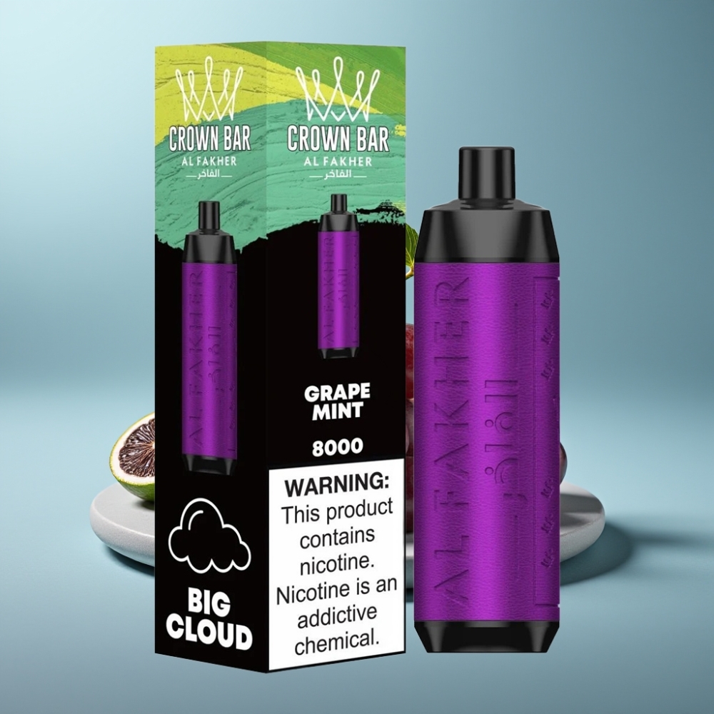 Al Fakher Crown Bar 8000 Puffs Grape Mint USB-C