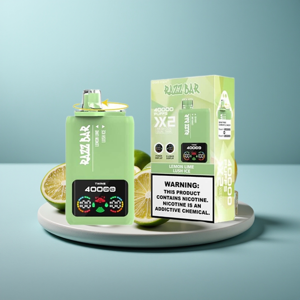 Razz Bar 40000 Puffs Power Screen Display LEMON LIME & LUSH ICE