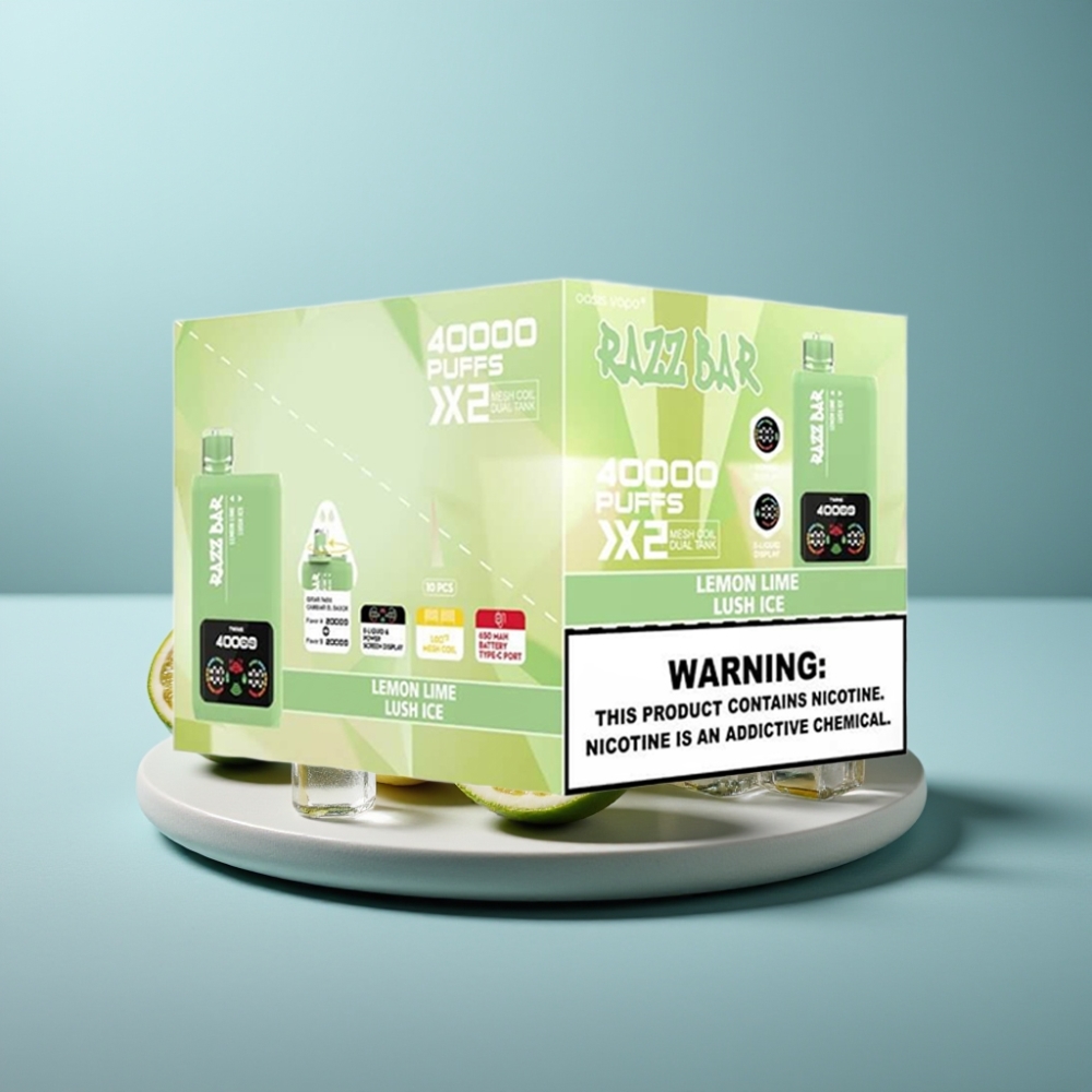 Razz Bar 40000 Puffs Power Screen Display LEMON LIME & LUSH ICE