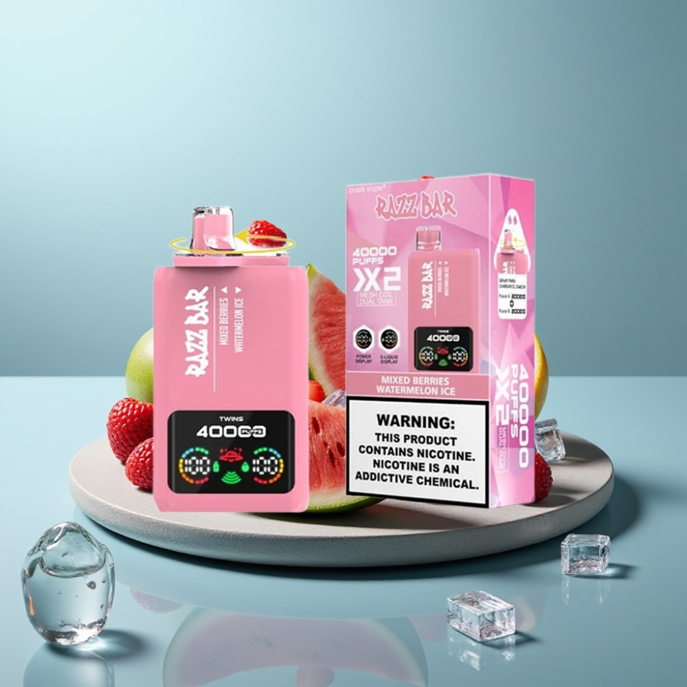 Razz Bar 40000 Puffs Power Screen Display Mixed Berries & Watermelon Ice