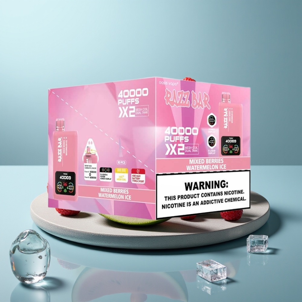 Razz Bar 40000 Puffs Power Screen Display Mixed Berries & Watermelon Ice