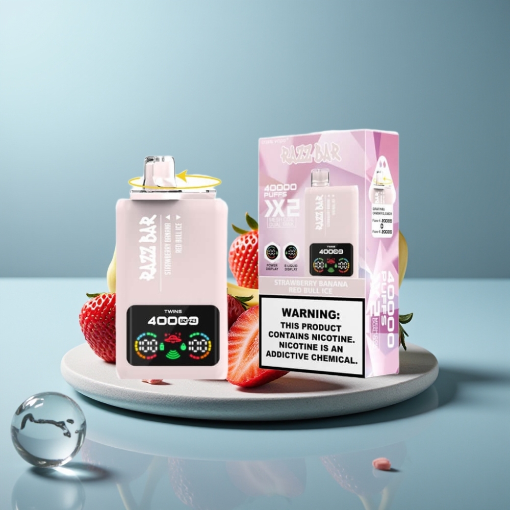 Razz Bar 40000 Puffs Power Screen STRAWBERRY BANANA & RED BULL ICE