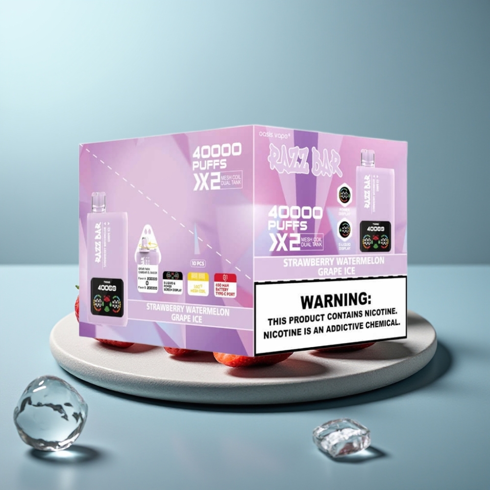 Razz Bar 40000 Puffs Power Screen STRAWBERRY WATERMELON & GRAPE ICE