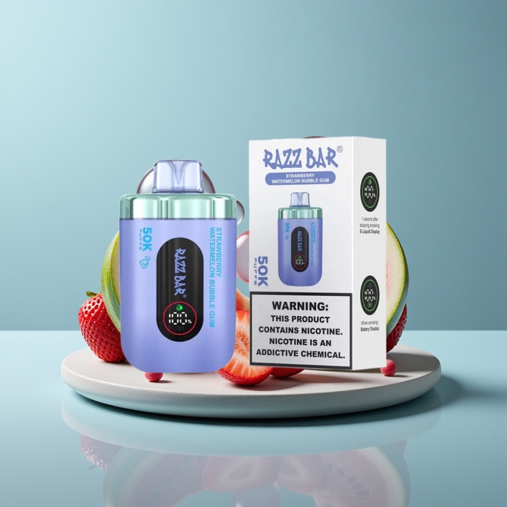 Razz Bar 50K Puffs Strawberry Watermelon Bubble Gum Type-C Rechargeable