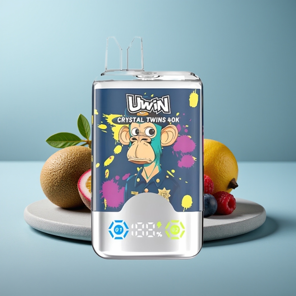 UWIN Crystal Twins 40000 Puffs 32ml Kiwi Passion Fruit Guava Blueberry Raspberry
