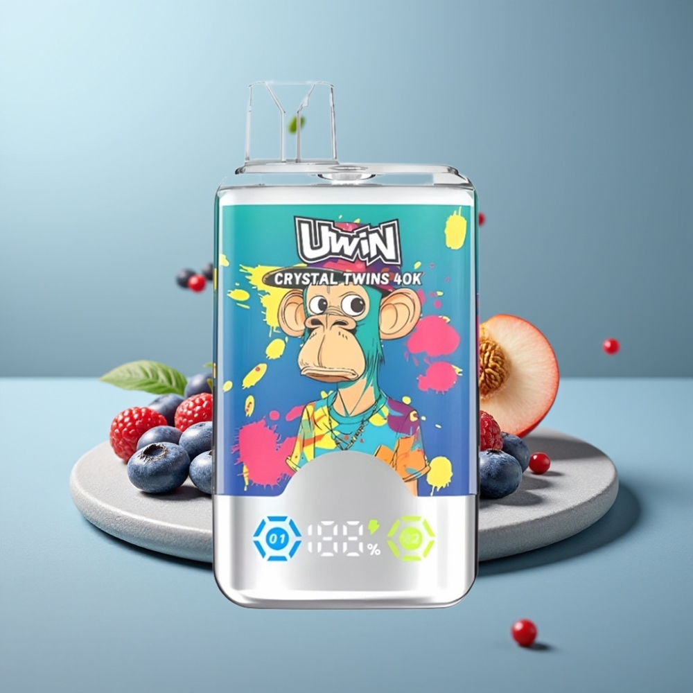 UWIN Crystal Twins 40000 Puffs Dual Flavor Blueberry On Ice Summer Peach Ice