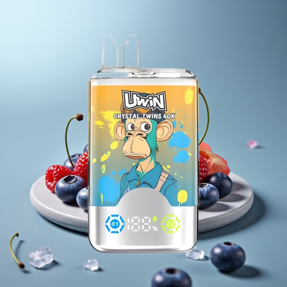 UWIN Crystal Twins 40000 Puffs Dual Flavor Blueberry Raspberry Cherry Ice