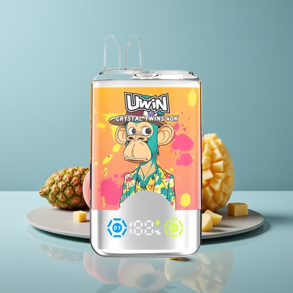 UWIN Crystal Twins 40000 Puffs Dual Flavor Peach Mango Pineapple Red Bull