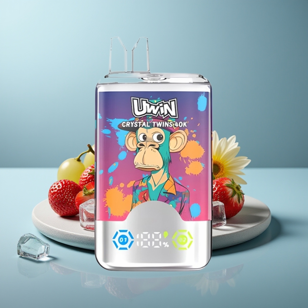 UWIN Crystal Twins 40000 Puffs Dual Flavor Strawberry Kiwi Grape Ice