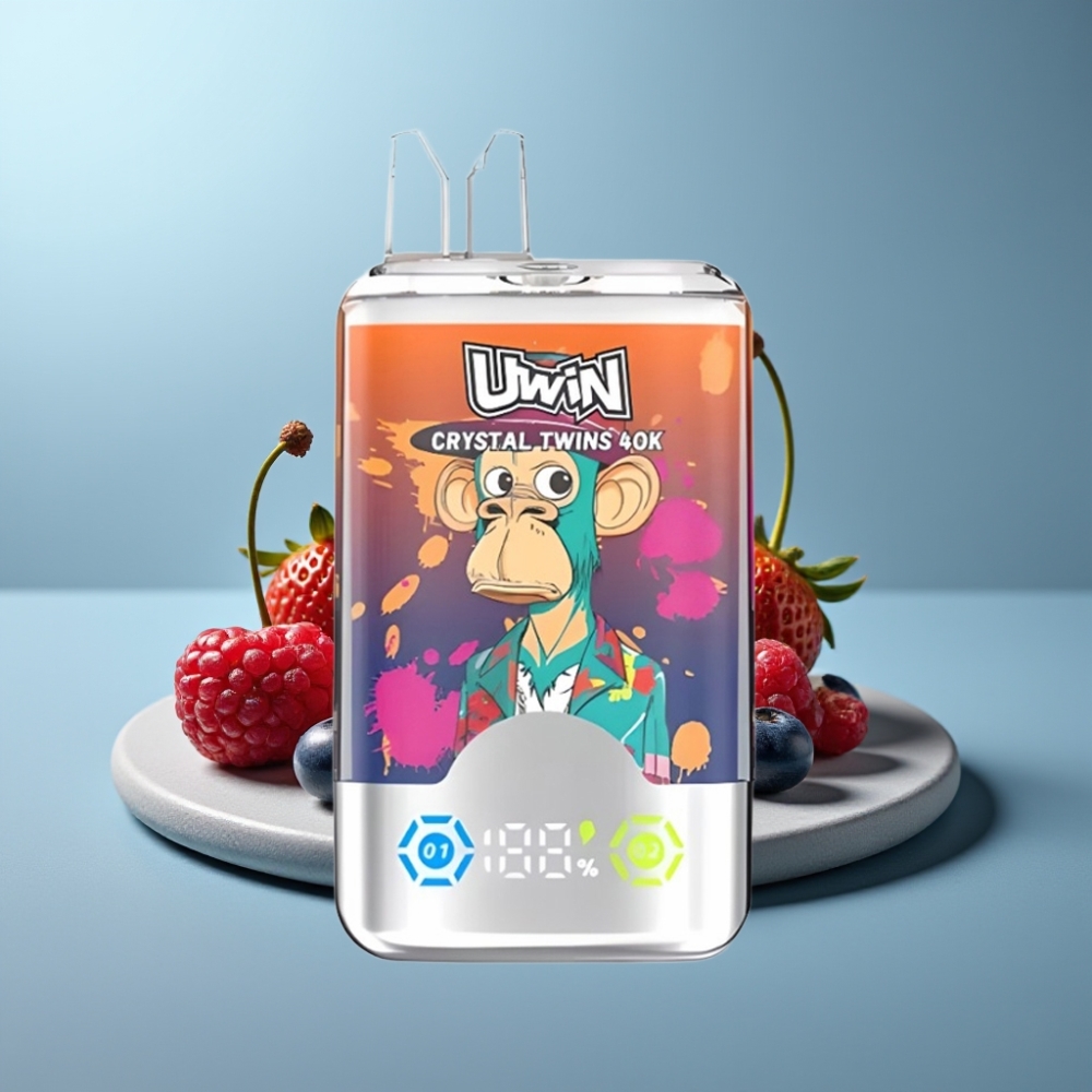 UWIN Crystal Twins 40000 Puffs Dual Flavor Strawberry Raspberry Cherry Mr Blue